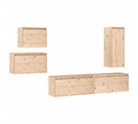 Berkfield Home TV Cabinets 5 pcs Solid Wood Pine in Light Tan Berkfield Home Light Tan