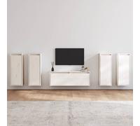 Berkfield Home TV Cabinets 5 pcs White Solid Wood Pine Berkfield Home White