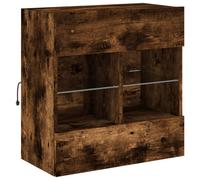 Berkfield Home TV Wall Cabinet with LED Lights Smoked Oak 58.5x30x60.5 cm in Brown Berkfield Home Brown 58.5x30x60.5 cm