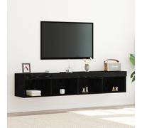 Berkfield Home TV Wall Cabinets with LED Lights 2 pcs Black Oak 80x30x30 cm | Size: 80 x 30 x 30 cm Berkfield Home Black 80 x 30 x 30 cm