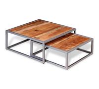 Berkfield Home Two Piece Coffee Table Set Solid Acacia Wood in Brown Berkfield Home Brown