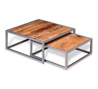 Berkfield Home Two Piece Coffee Table Set Solid Acacia Wood in Brown Berkfield Home Brown