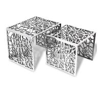 Berkfield Home Two Piece Side Tables Square Aluminium Silver Berkfield Home Silver