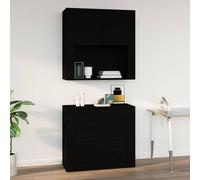 Berkfield Home Wall Cabinet Black 80x33x80 cm Engineered Wood | Size: 80 x 33 x 80 cm Berkfield Home Black 80 x 33 x 80 cm