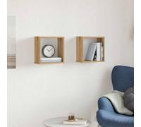 Berkfield Home Wall Cube Shelves 2 pcs Artisan Oak 30x15x30 cm Engineered Wood in Brown | Size: 30 x 15 x 30 cm Berkfield Home Brown 30 x 15 x 30 cm