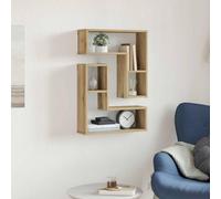 Berkfield Home Wall Cube Shelves 2 pcs Artisan Oak 50x15x50 cm Engineered Wood in Brown | Size: 50 x 15 x 50 cm Berkfield Home Brown 50 x 15 x 50 cm