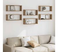Berkfield Home Wall Cube Shelves 6 pcs Artisan Oak 60x15x23 cm Engineered Wood in Brown | Size: 60 x 15 x 23 cm Berkfield Home Brown 60 x 15 x 23 cm