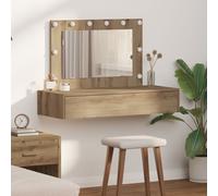 Berkfield Home Wall Hanging Dressing Table with LED Lights Artisan Oak in Brown Berkfield Home Brown