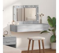 Berkfield Home Wall Hanging Dressing Table with LED Lights Grey Sonoma Berkfield Home Grey