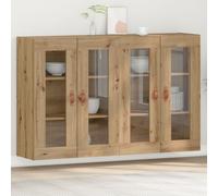 Berkfield Home Wall Mounted Cabinet Set of 2 Artisan Oak Solid Oak Wood in Brown Berkfield Home Brown