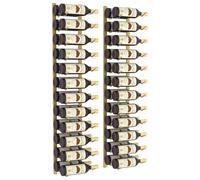 Berkfield Home Wall Mounted Wine Rack for 24 Bottles 2 pcs Gold Iron Berkfield Home Gold