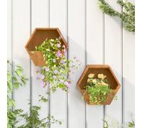 Berkfield Home Wall Planters 2 pcs Rusty Corten Steel 30x10x25 cm in Brown | Size: 30 x 10 x 25 cm Berkfield Home Brown 30 x 10 x 25 cm