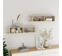 Berkfield Home Wall Shelf 2 pcs Sonoma Oak 105x18x20 cm Engineered Wood in Brown | Size: 105 x 18 x 20 cm Berkfield Home Brown 105 x 18 x 20 cm