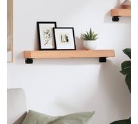 Berkfield Home Wall Shelf Light Brown 60x10x6 cm Treated Solid Wood Oak | Size: 60 x 10 x 6 cm Berkfield Home Light Brown 60 x 10 x 6 cm