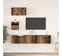Berkfield Home Wall TV Cabinet with Shelf Wall-mounted with Storage with Door 4 pcs Old wood 80 x 30 x 30.5 cm in Brown Berkfield Home Brown 80 x 30 x 30.5 cm