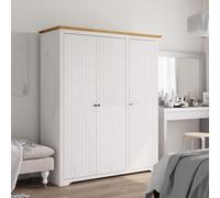 Berkfield Home Wardrobe BODO White & Brown 151.5x52x176.5cm Solid Wood Pine | Size: 151.5x52x176.5 cm Berkfield Home Brown 151.5x52x176.5 cm