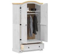 Berkfield Home Wardrobe Corona White 102x52x186 cm Solid Wood Pine | Size: 102 x 52 x 186 cm Berkfield Home White 102 x 52 x 186 cm