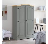 Berkfield Home Wardrobe Mexican Pine Corona Range 2 Doors Grey Berkfield Home Grey