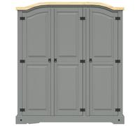 Berkfield Home Wardrobe Mexican Pine Corona Range 3 Doors Grey Berkfield Home Grey
