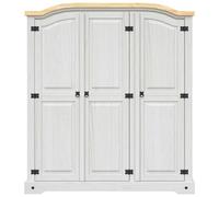 Berkfield Home Wardrobe Mexican Pine Corona Range 3 Doors White Berkfield Home White
