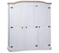 Berkfield Home Wardrobe Mexican Pine Corona Range 3 Doors White Berkfield Home White