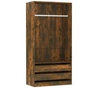 Berkfield Home Wardrobe Smoked Oak 100x50x200 cm Engineered Wood in Brown | Size: 100 x 50 x 200 cm Berkfield Home Brown 100 x 50 x 200 cm