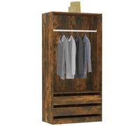 Berkfield Home Wardrobe Smoked Oak 100x50x200 cm Engineered Wood in Brown | Size: 100 x 50 x 200 cm Berkfield Home Brown 100 x 50 x 200 cm
