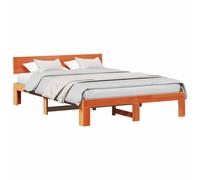 Berkfield Home Warm Bed Frame with Headboard Wax Brown 140x200 cm Solid Pine Wood Berkfield Home Brown 140x200 cm