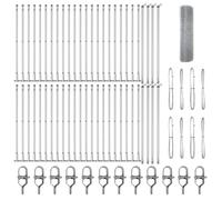 Berkfield Home Welded Wire Fence with 13 Flanged Posts 0.4x100 m Galvanised Steel in Silver Berkfield Home Silver