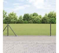 Berkfield Home Welded Wire Fence with 13 Flanged Posts Grey 0.5x100 m Steel Berkfield Home Grey