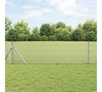 Berkfield Home Welded Wire Fence with 7 Posts 0.4x10 m Galvanised Steel in Silver Berkfield Home Silver