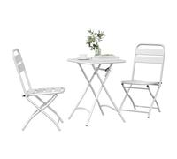 Berkfield Home White 3-Piece Folding Bistro Set in White Steel Berkfield Home White