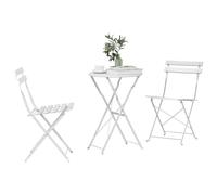 Berkfield Home White 3-Piece Folding Bistro Set - White Steel Berkfield Home White