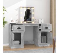 Berkfield Home White Dressing Table with LED Concrete Grey 130x50x132.5 cm Berkfield Home Grey 130x50x132.5 cm