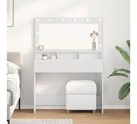 Berkfield Home White Dressing Table with LED Lights - 100x41x135 cm | Size: 100 x 41 x 135 cm Berkfield Home White 100 x 41 x 135 cm