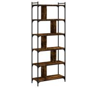 Berkfield Industrial Bookcase 6-Tier Smoked Oak 76X32X192 Cm Engineered Wood