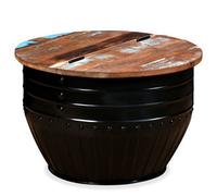Berkfield Industrial Coffee Table Solid Reclaimed Wood Black Barrel Shape