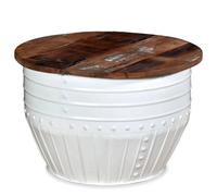 Berkfield Industrial Coffee Table Solid Reclaimed Wood White Barrel Shape