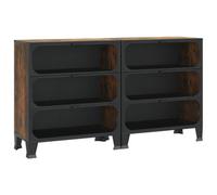 Berkfield Industrial Storage Cabinets 2 Pcs Rustic Brown 72X36X82 Cm Metal And Mdf