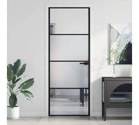 Berkfield Interior Door Slim Black 76X201.5 Cm Tempered Glass And Aluminium