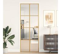 Berkfield Interior Door Slim Golden 76X201.5 Cm Tempered Glass And Aluminium