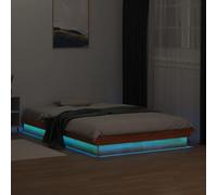 Berkfield Led Bed Frame Without Mattress Wax Brown 120X200 Cm Solid Wood