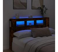 Berkfield Led Headboard Smoked Oak 160X18.5X103.5 Cm Engineered Wood