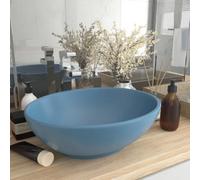 Berkfield Luxury Basin Oval-Shaped Matt Light Blue 40X33 Cm Ceramic