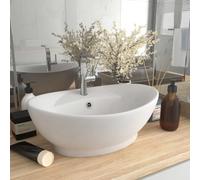 Berkfield Luxury Basin Overflow Oval Matt White 58.5X39 Cm Ceramic