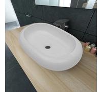Berkfield Luxury Ceramic Basin Oval-Shaped Sink White 63 X 42 Cm