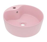 Berkfield Luxury Luxury Wash Basin With Overflow Matt Pink 36X13 Cm Ceramic