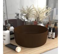 Berkfield Luxury Wash Basin Round Matt Dark Brown 40X15 Cm Ceramic
