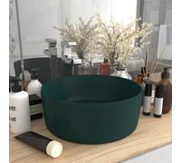 Berkfield Luxury Wash Basin Round Matt Dark Green 40X15 Cm Ceramic