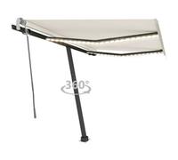 Berkfield Manual Retractable Awning With Led 350X250 Cm Cream